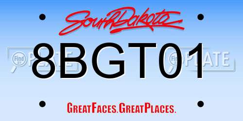 8BGT01 South Dakota License Plate
