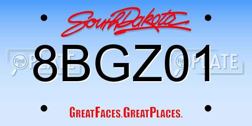 8BGZ01 South Dakota License Plate