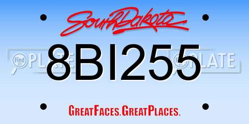 8BI255 South Dakota License Plate