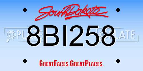 8BI258 South Dakota License Plate