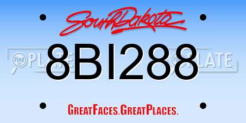 8BI288 South Dakota License Plate