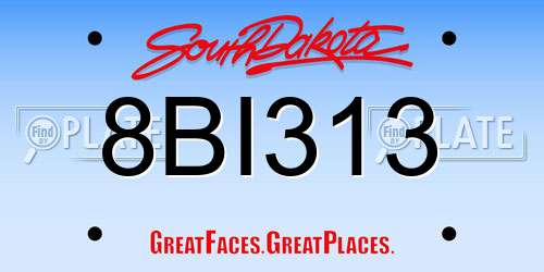 8BI313 South Dakota License Plate