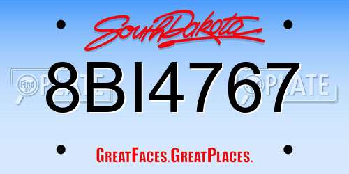 8BI4767 South Dakota License Plate