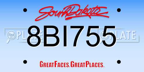 8BI755 South Dakota License Plate