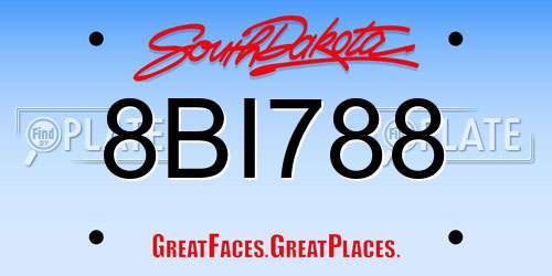 8BI788 South Dakota License Plate