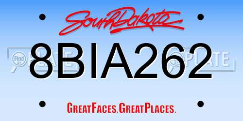 8BIA262 South Dakota License Plate