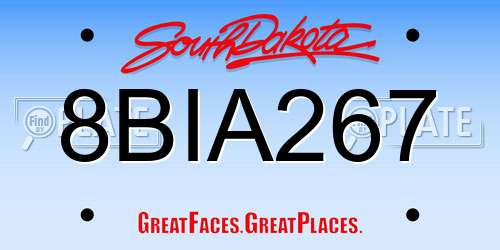 8BIA267 South Dakota License Plate