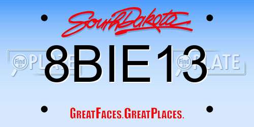 8BIE13 South Dakota License Plate