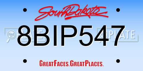 8BIP547 South Dakota License Plate