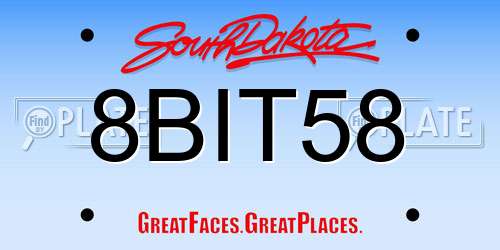 8BIT58 South Dakota License Plate