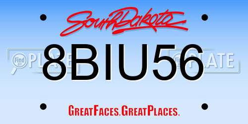 8BIU56 South Dakota License Plate