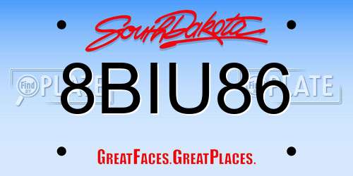 8BIU86 South Dakota License Plate
