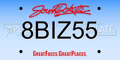 8BIZ55 South Dakota License Plate