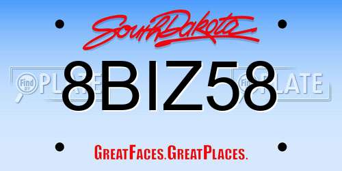 8BIZ58 South Dakota License Plate