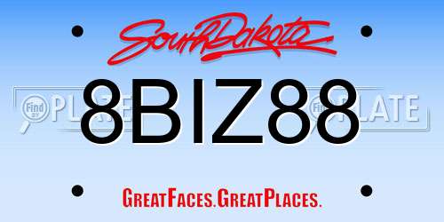8BIZ88 South Dakota License Plate