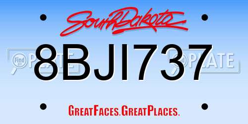 8BJI737 South Dakota License Plate