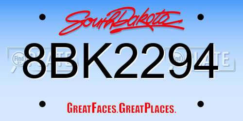 8BK2294 South Dakota License Plate