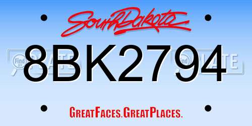 8BK2794 South Dakota License Plate
