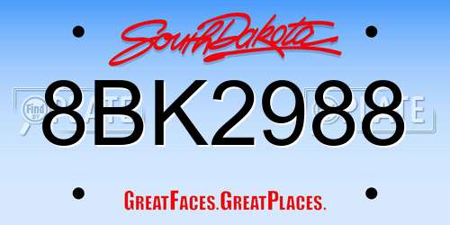8BK2988 South Dakota License Plate