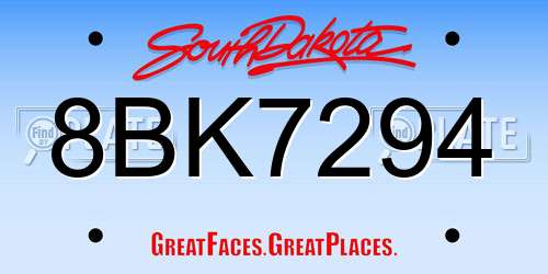 8BK7294 South Dakota License Plate