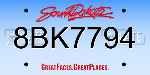 8BK7794 South Dakota License Plate
