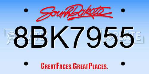 8BK7955 South Dakota License Plate