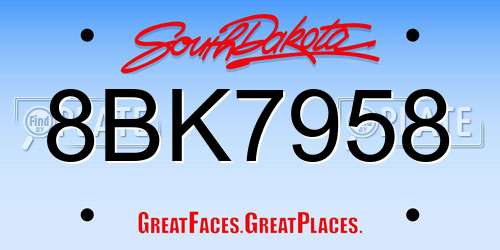 8BK7958 South Dakota License Plate