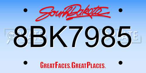 8BK7985 South Dakota License Plate