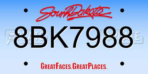 8BK7988 South Dakota License Plate