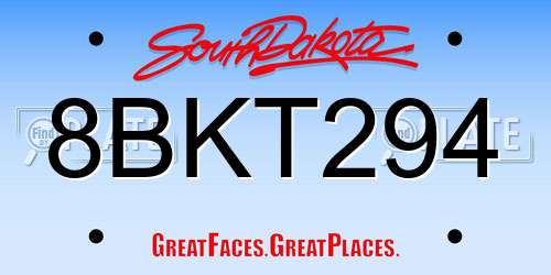 8BKT294 South Dakota License Plate