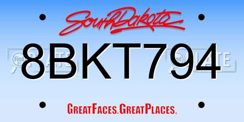 8BKT794 South Dakota License Plate