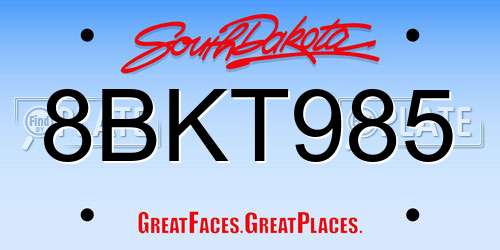 8BKT985 South Dakota License Plate
