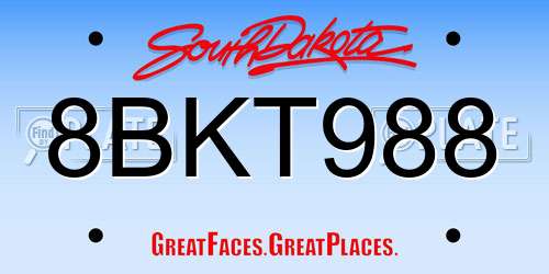 8BKT988 South Dakota License Plate