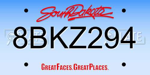 8BKZ294 South Dakota License Plate