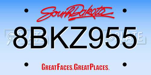 8BKZ955 South Dakota License Plate