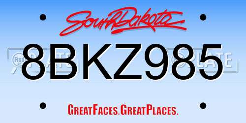 8BKZ985 South Dakota License Plate