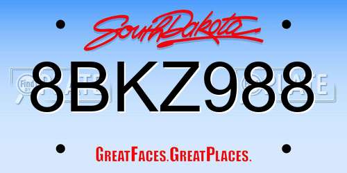 8BKZ988 South Dakota License Plate