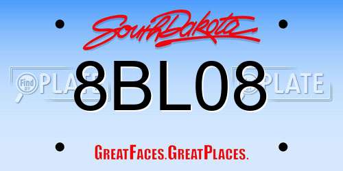 8BL08 South Dakota License Plate