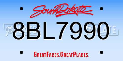 8BL7990 South Dakota License Plate