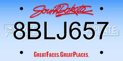 8BLJ657 South Dakota License Plate