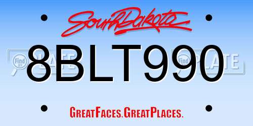 8BLT990 South Dakota License Plate