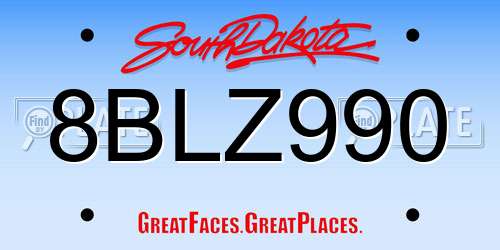 8BLZ990 South Dakota License Plate