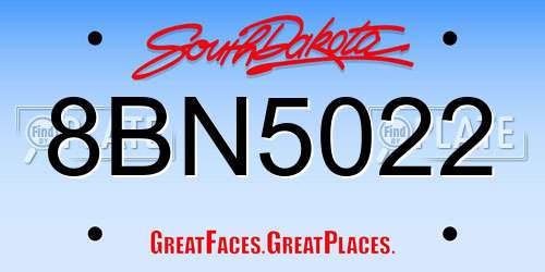 8BN5022 South Dakota License Plate