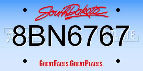 8BN6767 South Dakota License Plate