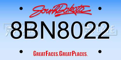 8BN8022 South Dakota License Plate