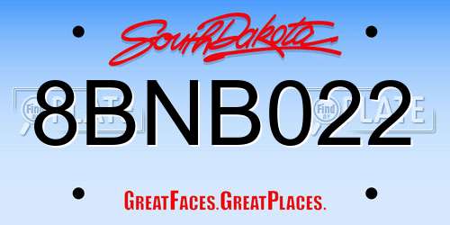 8BNB022 South Dakota License Plate