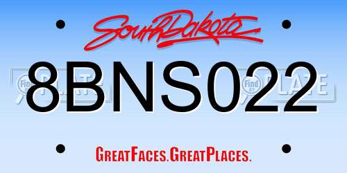 8BNS022 South Dakota License Plate