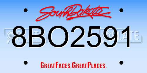 8BO2591 South Dakota License Plate