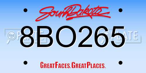 8BO265 South Dakota License Plate