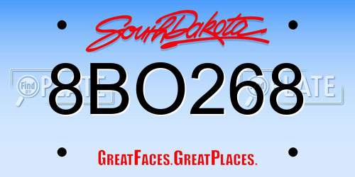 8BO268 South Dakota License Plate